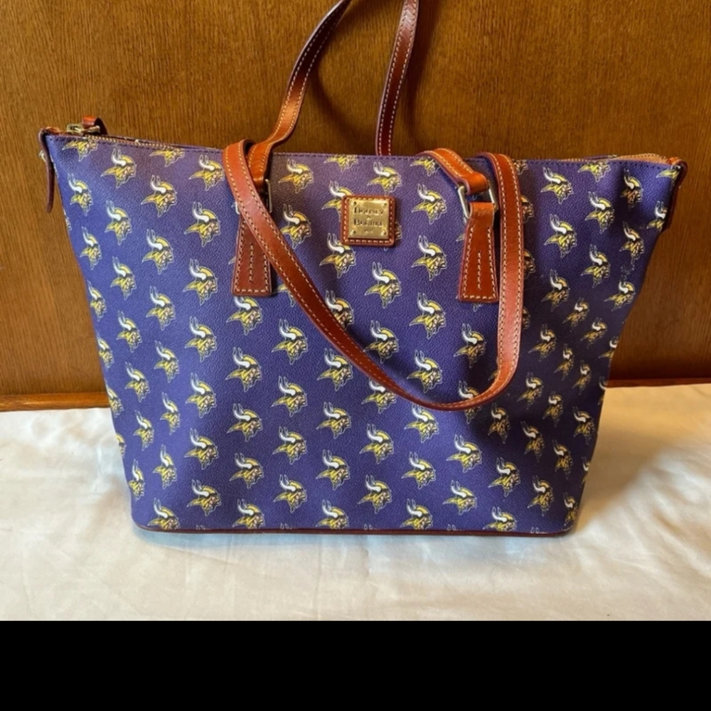 Dooney & Bourke Purple and Brown Tote Bag, Vikings Football